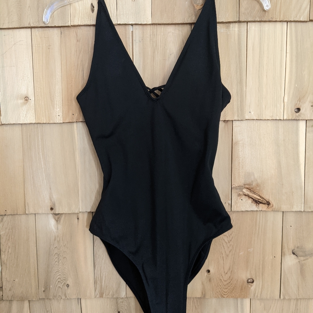 TA3 plungey black swimsuit